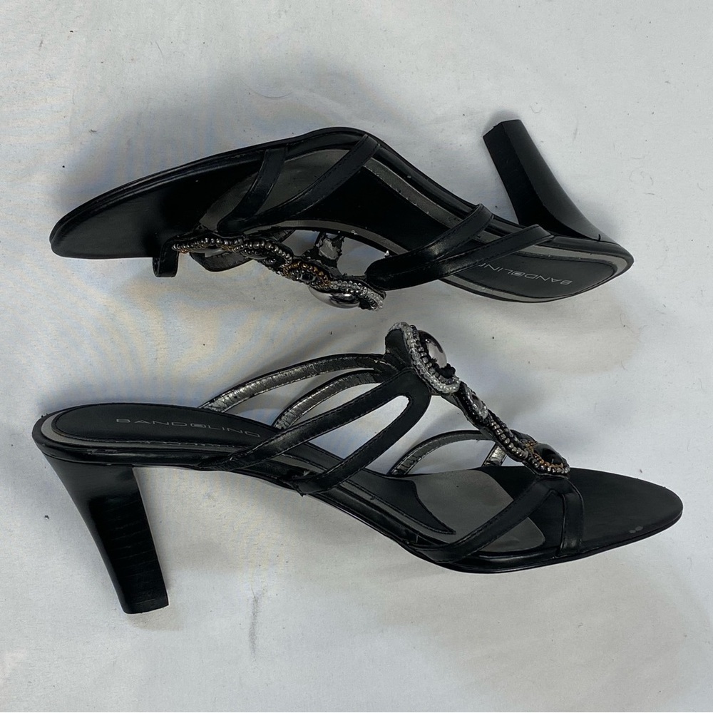 Bandolino Black Strappy Beaded Heels Size 10 M New With Defect - Picture 13 of 16